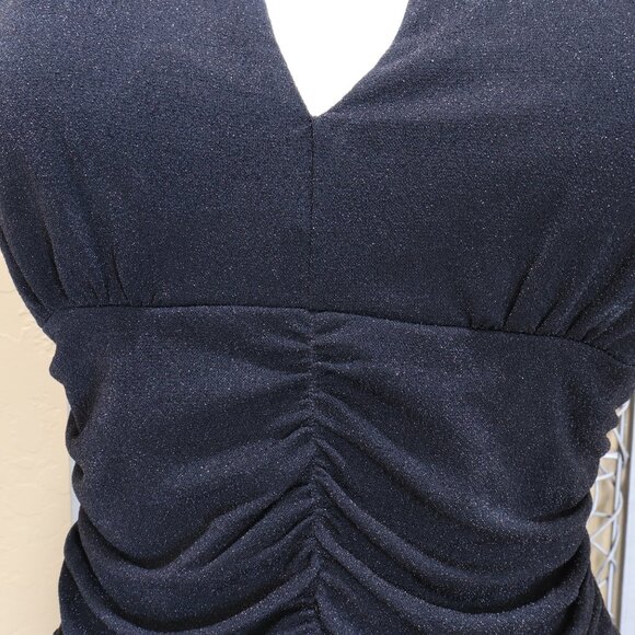 Kay Celine Ruched Front Shimmer Deep V Neck Tank - Picture 2 of 3